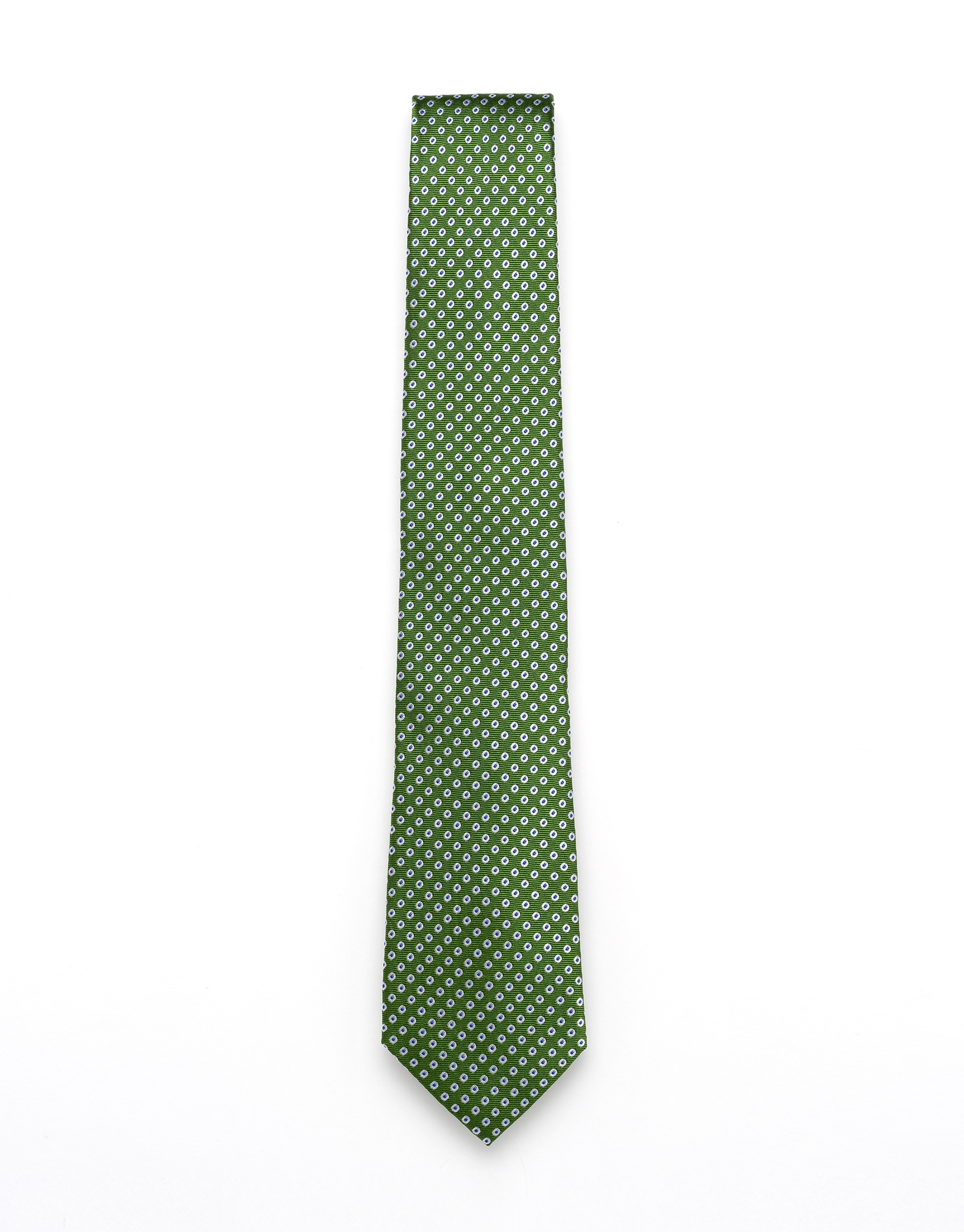 Corbata jacquard lunares verde