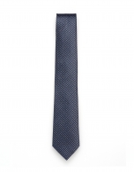 Navy blue and white jacquard tie