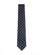 Blue and white checked geometric tie