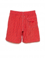 Red paisley print swim trunks