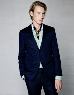 Navy blue linen suit