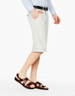 Stone-colored cotton long bermuda shorts