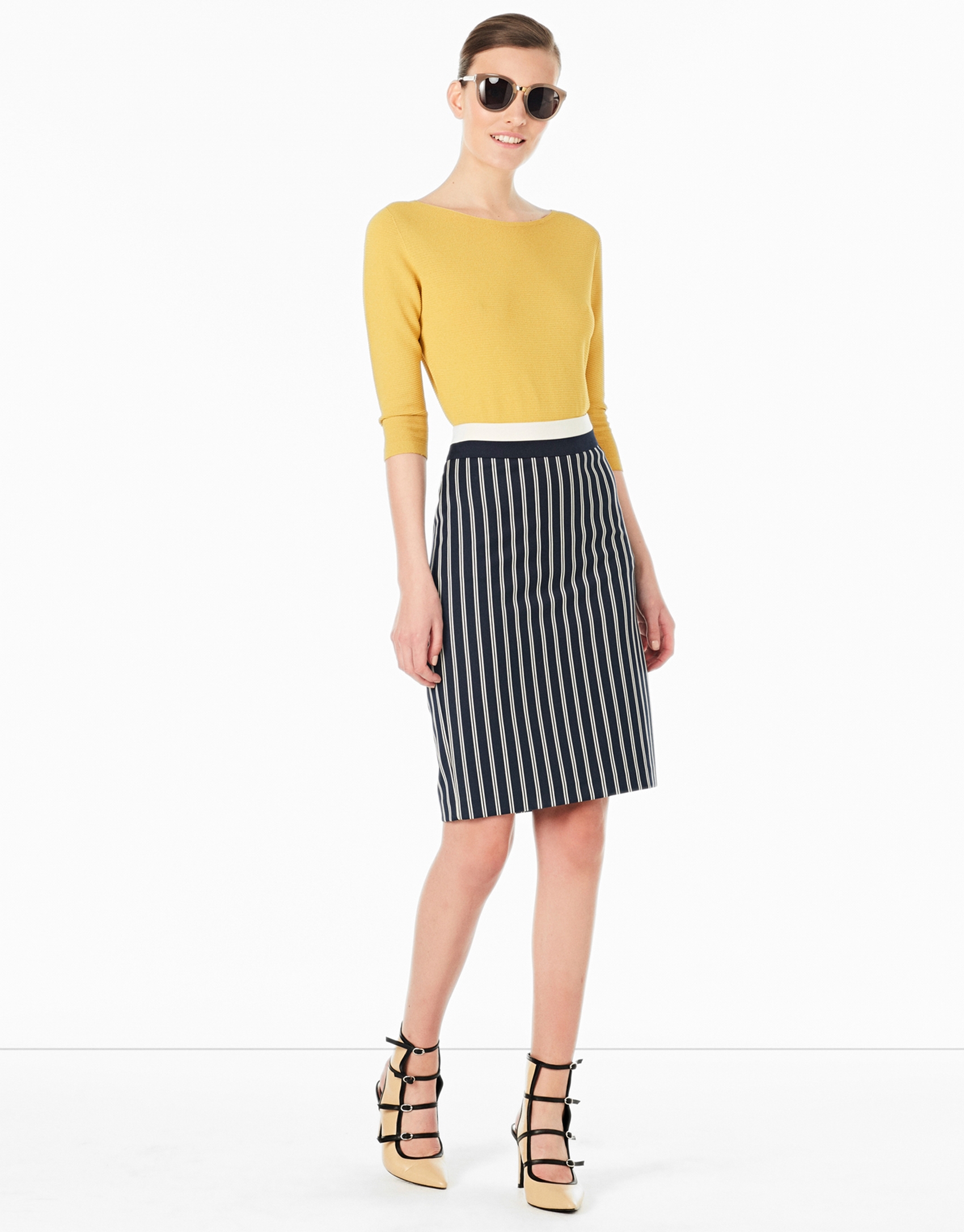 Striped straight skirt