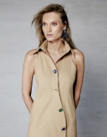 Camel sleeveless shirtwaist dress