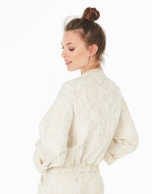 Beige jacquard bomber jacket