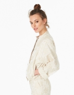 Beige jacquard bomber jacket