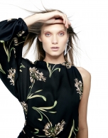 Black floral print asymmetric dress