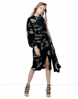 Black floral print asymmetric dress