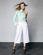 Striped asymmetric linen shirt