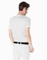 White and navy blue white striped top