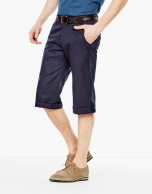 Blue cotton long bermuda shorts