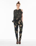 Floral print flowing pants