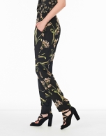 Floral print flowing pants