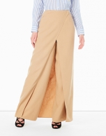 Hazelnut long wrap-around skirt