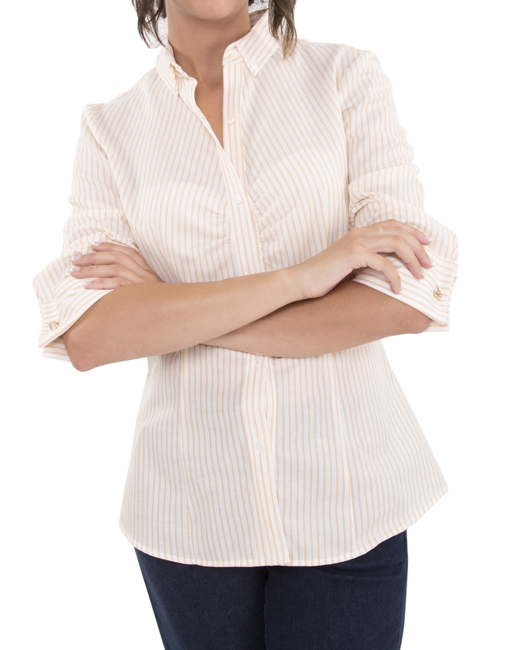 Yellow striped shirt with folds