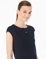 Navy blue-colored sleeveless top