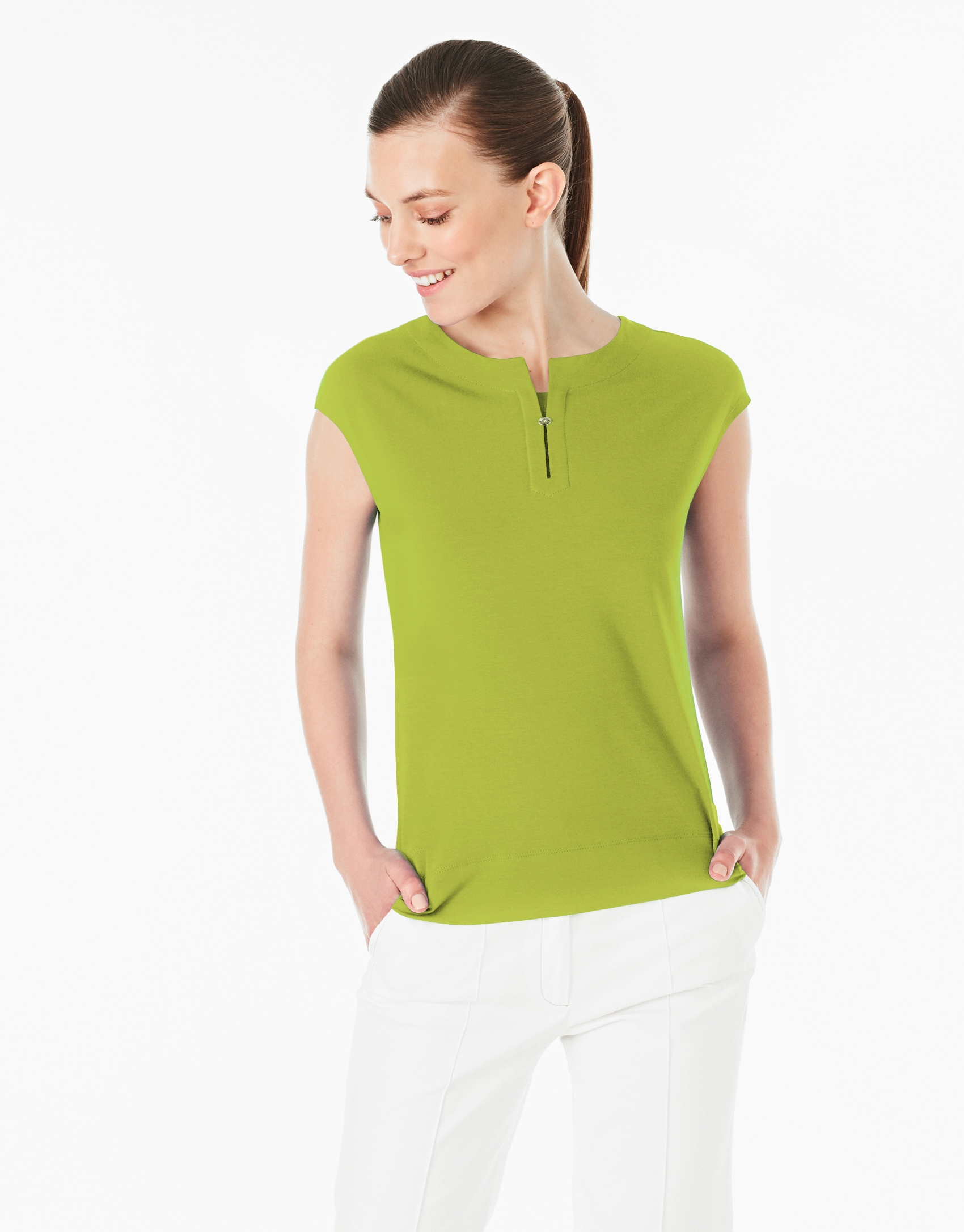 Pistachio green-colored sleeveless top