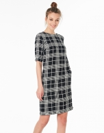 Navy blue checked dress