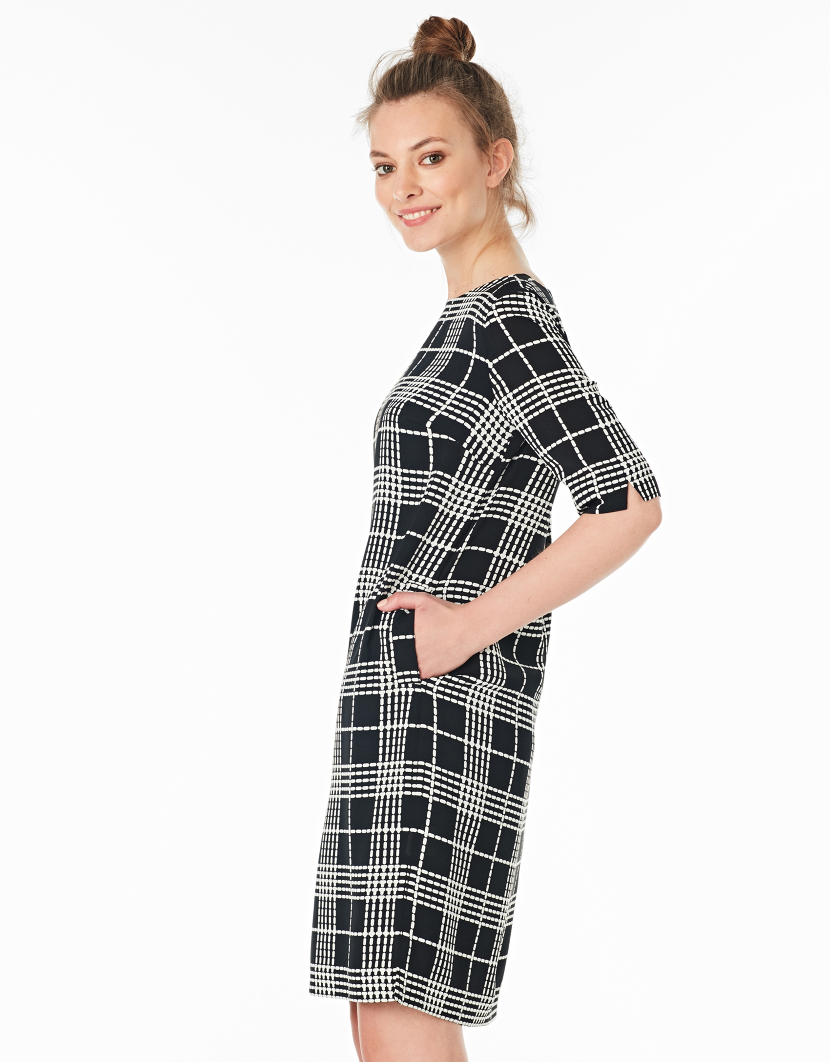 Navy blue checked dress