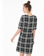 Navy blue checked dress