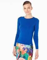 Cobalt blue sweater with square neck