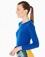 Cobalt blue sweater with square neck