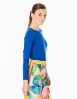 Cobalt blue sweater with square neck