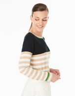 Hazelnut striped sweater with square neck