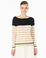 Hazelnut striped sweater with square neck