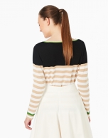 Hazelnut striped sweater with square neck