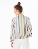 Striped linen bomber jacket