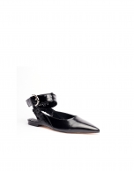 Black patent leather backless ballerinas Madame