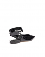 Black patent leather backless ballerinas Madame