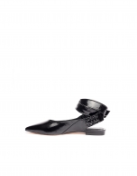 Black patent leather backless ballerinas Madame