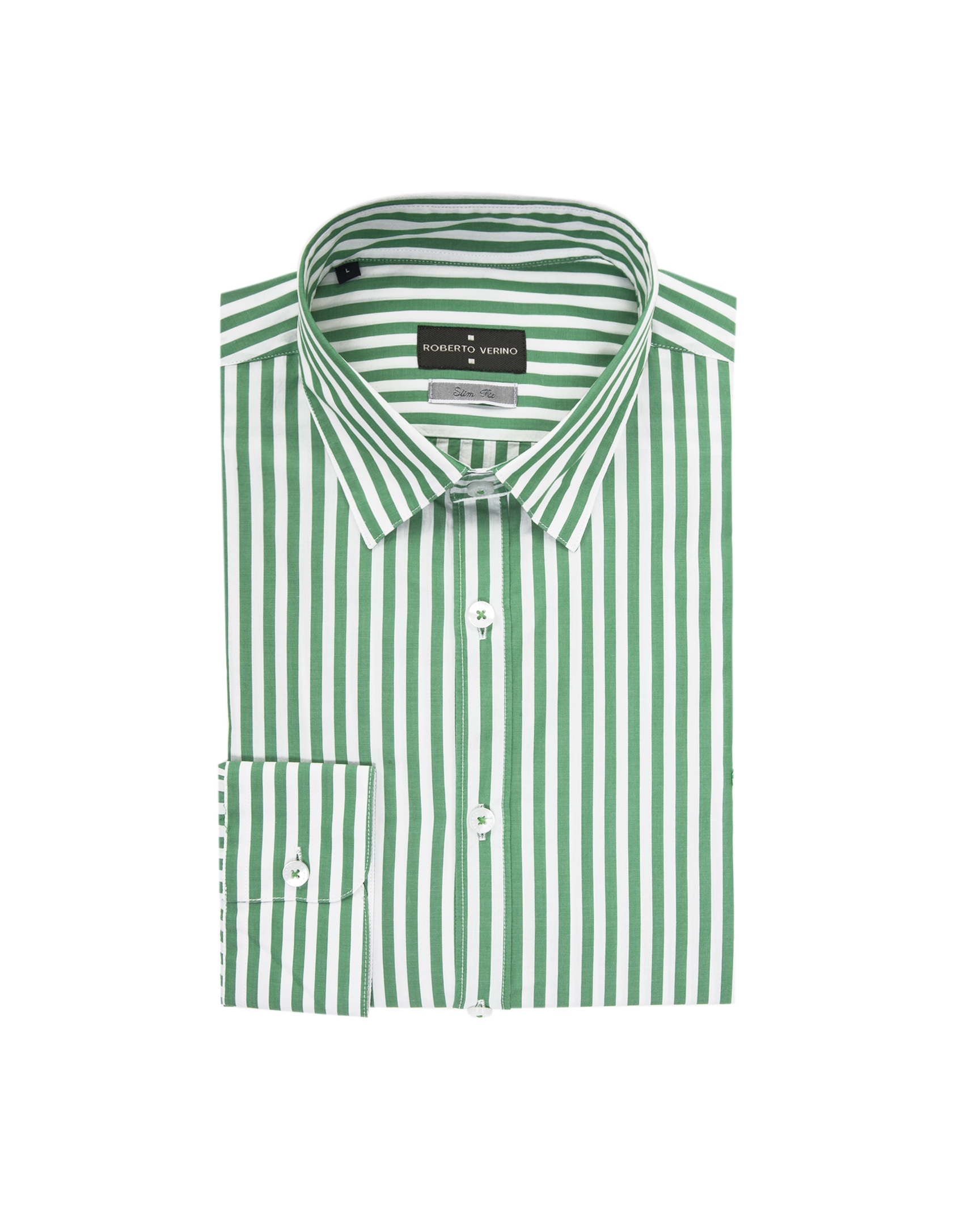 Green and white striped shirt