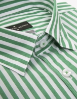 Green and white striped shirt