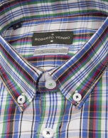 Red, blue and green checked shirt