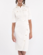 Ivory short waist dress with short sleeves