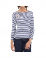 Blue striped top with logo