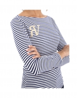 Blue striped top with logo