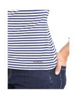 Blue striped top with logo