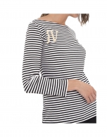 Black striped top with logo