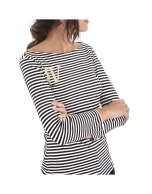 Black striped top with logo