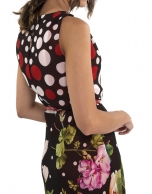 Dress with polka dots and flowers and coral lining