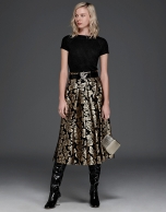 Gold floral jacquard full midi skirt