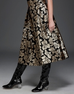 Gold floral jacquard full midi skirt