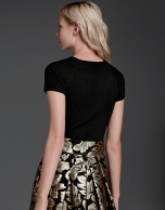 Gold floral jacquard full midi skirt