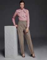 Pinstriped pants with darting