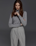 Gray herringbone pants with darts