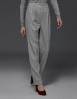 Gray herringbone pants with darts